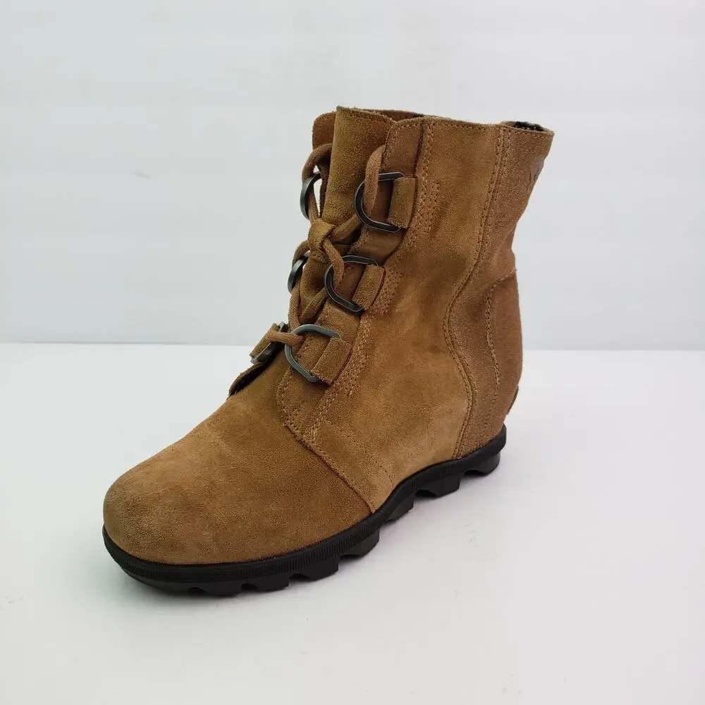 Sorel Joan Of Artic 2 Girls Size 4Y Brown Suede Hidden Wedge Bootie Boots NY2988